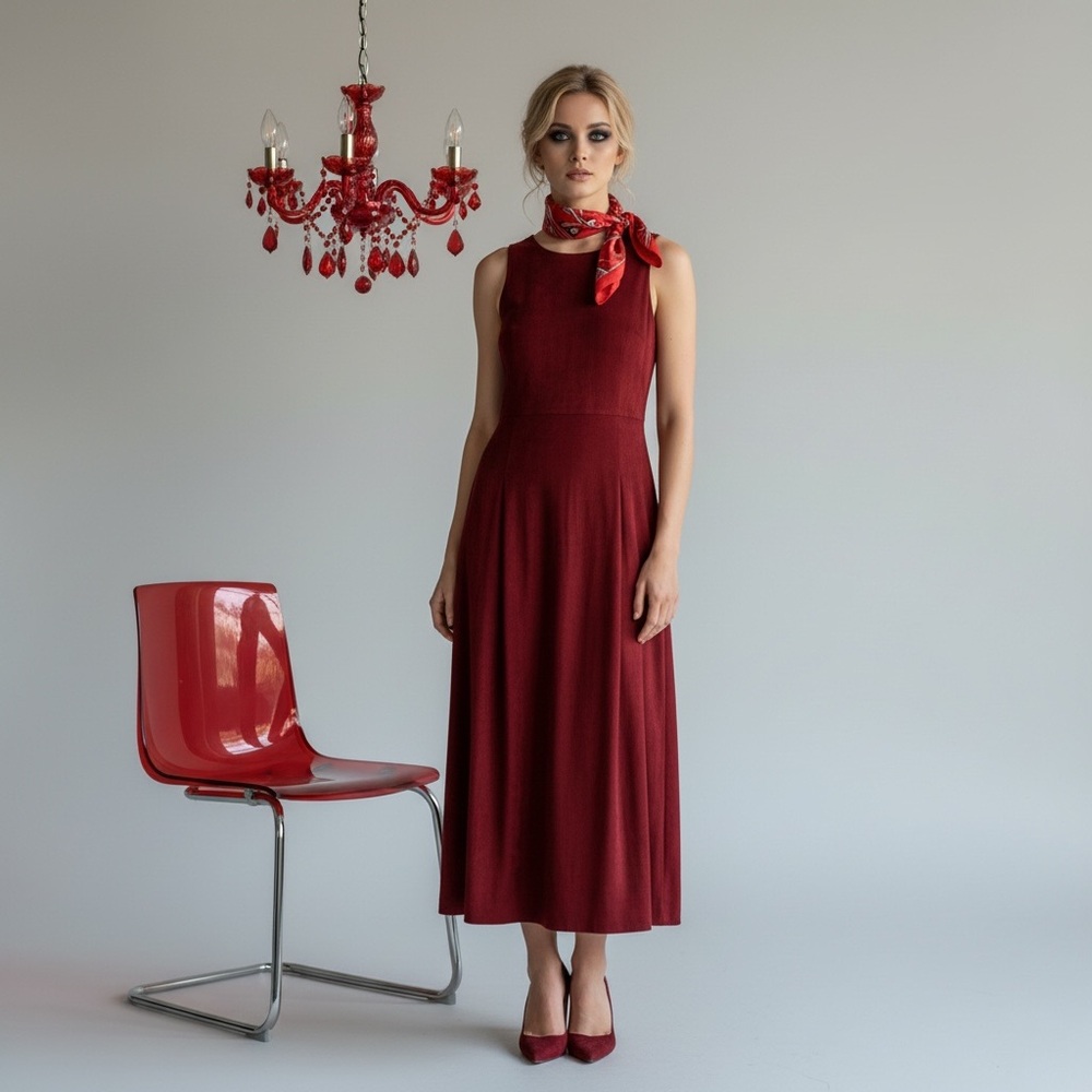 Rabbit rabbit rabbit 🐰 vintage stretchy, cranberry dress